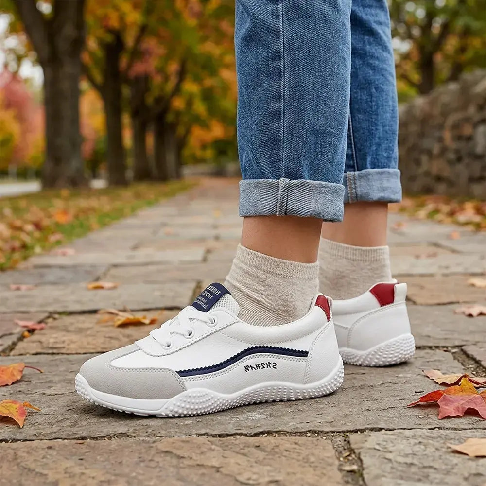 【35-40】👟Damskie buty sportowe w stylu niemieckim z okrągłymi noskami – lekkie, przewiewne, płaskie, codzienne buty – klasyczny biały design