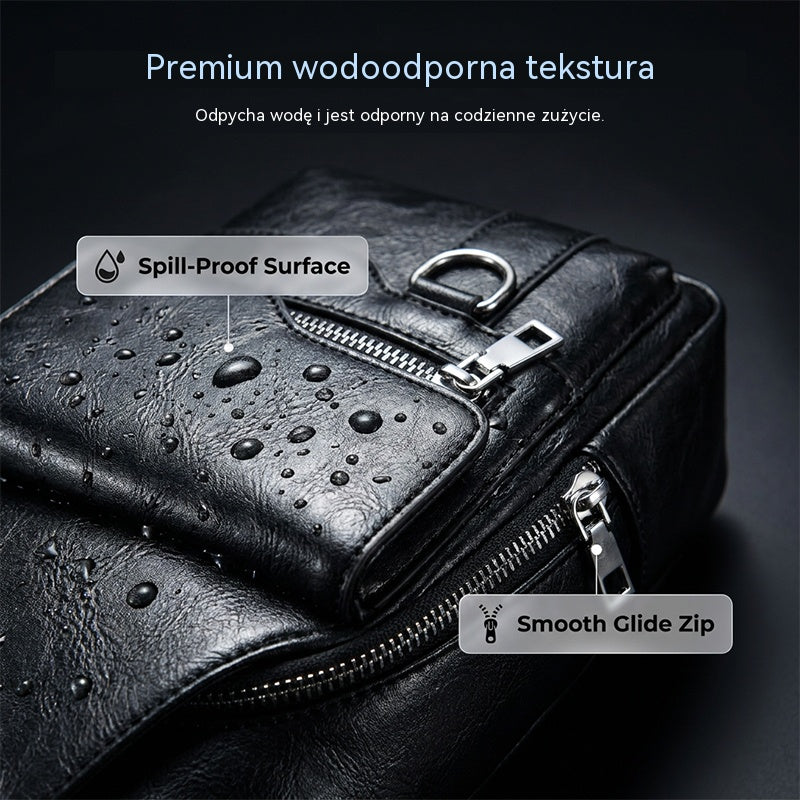 💯🎁Męska retro torba na ramię z wodoodpornej skóry syntetycznej.