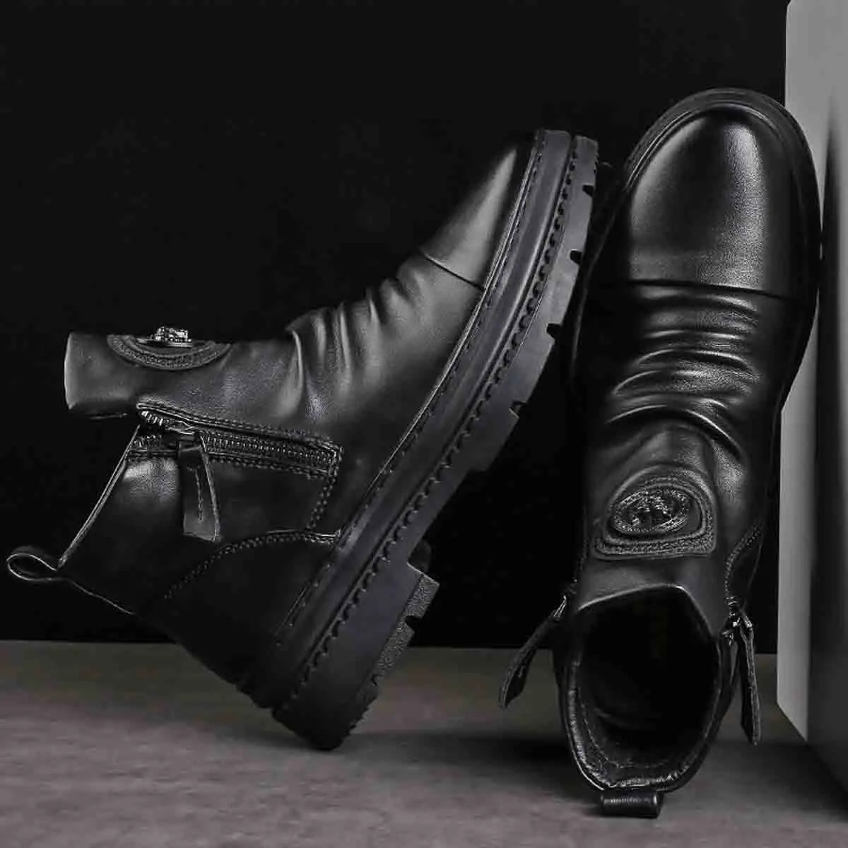 🔥[39-44] Nowe brytyjskie skórzane wysokie buty męskie z grubą podeszwą