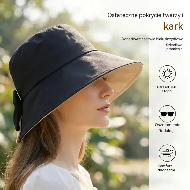 👒 LIMITOWANA OFERTA -50%! ✨ Damski kapelusz przeciwsłoneczny z szerokim rondem i kokardą – składany 🎀