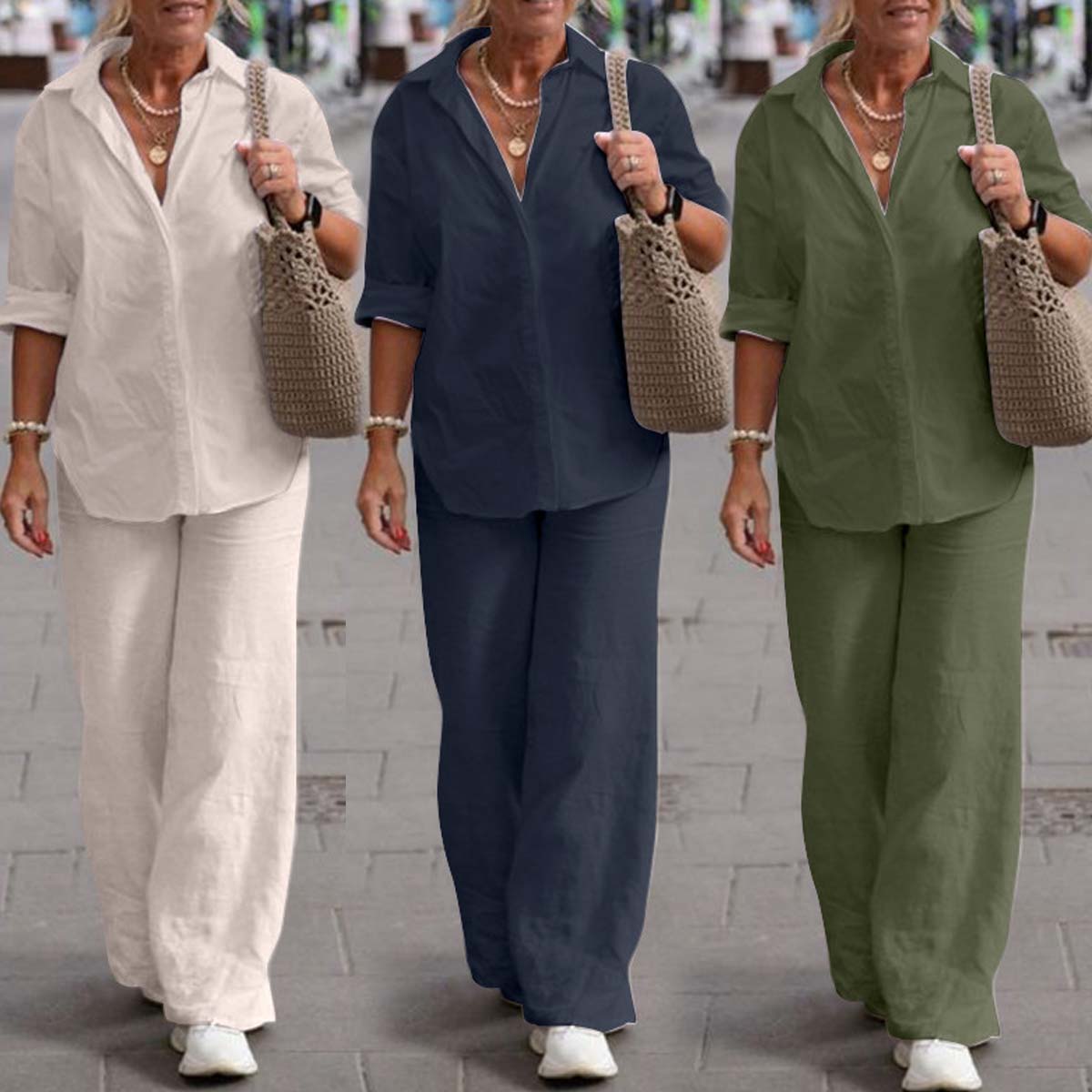 🔥【S-5XL】 Dámsky voľnočasový kompletný outfit 2026 – oversize top a široké nohavice