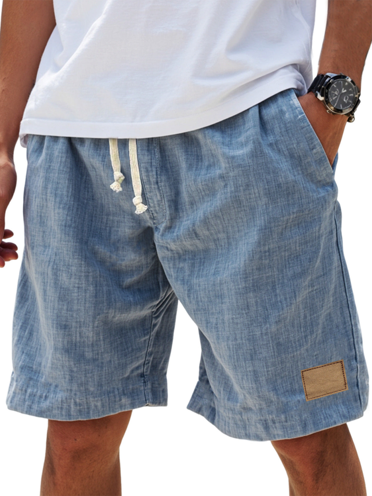 ⏳🔥【Ostatni dzień -50%】👖【S-5XL】【55-110 kg】Męskie casualowe szorty 2026 z efektem lnu i sznurkiem (duże rozmiary).