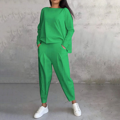 💖 【S–5XL】Dvoudílná dámská souprava s dlouhými rukávy a výstřihem · Pohodlná, teplá a stylová · -50 % sleva + rychlé doručení