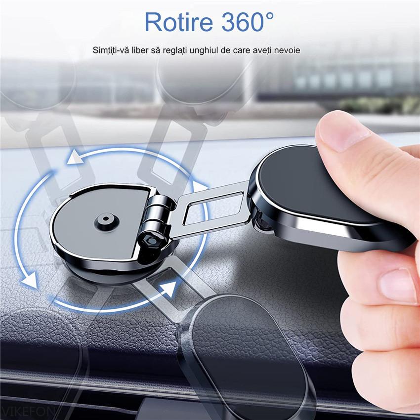 🔥【1+1 Gratis⏳】📱Suport Telefon Auto cu Ventuză Magnetică 🧲 Rotativ 360° & Pliabil 🚗