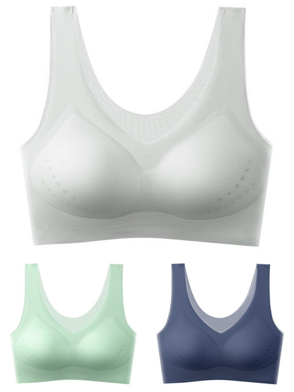 💖🌟【1 Sada = 3 Ks】2025 Bezšvová Push-Up Podprsenka z Ľadového Hodvábu ❄️ Ultra Pohodlná | Pre 40–120 kg | Sexy & Priedušná