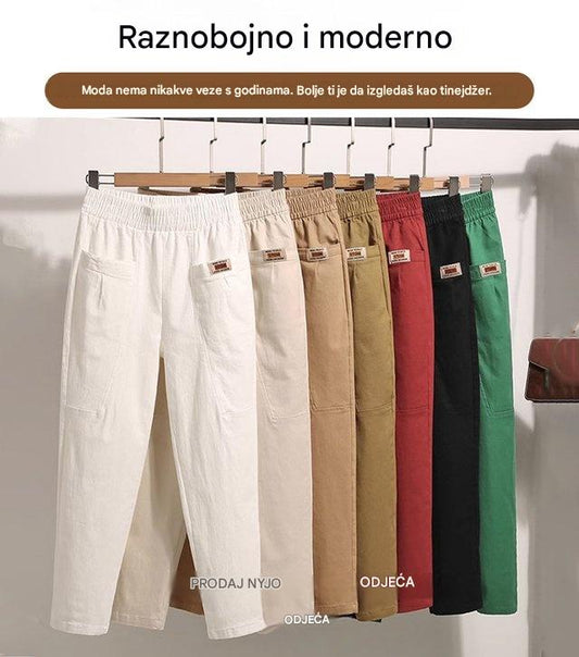 🔥【M-6XL】Ženske pamučne hlače s elastičnim strukom, dostupne veličine ✅ Plaćanje gotovinom pri preuzimanju