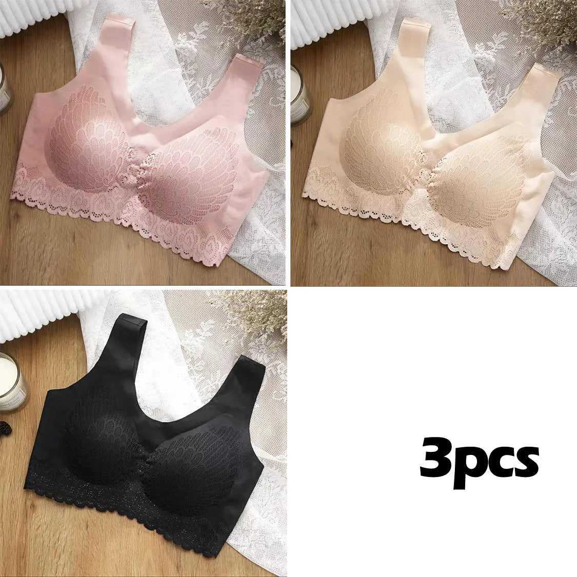 💖👙【3 ks】✨Pohodlná čipkovaná podprsenka pre plnšie veľkosti – ľahká, priedušná, elegantne zakrýva, kvalitný materiál