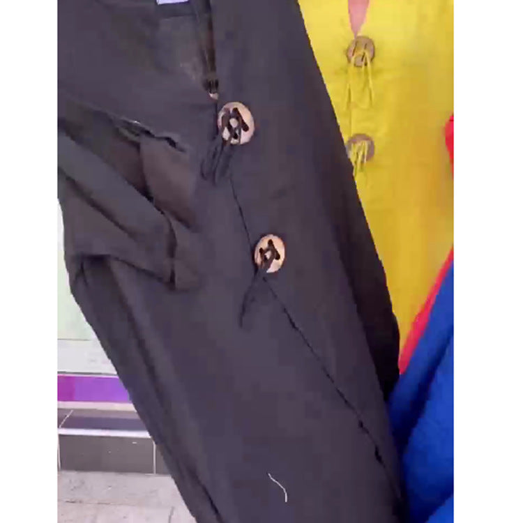 💖👗【S-5XL】Neformálne šaty s výstrihom do V z bavlny a ľanu