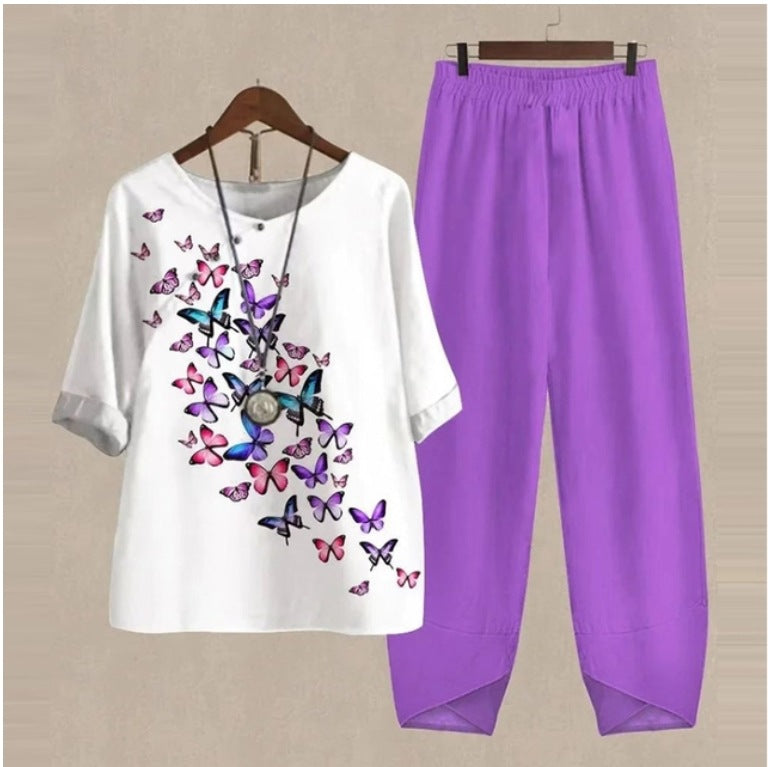 😍🔥【Oferta limitowana】 💥 【S–5XL】Damski komplet 2-częściowy 2026 – Top + Spodnie z nadrukiem 👚👖