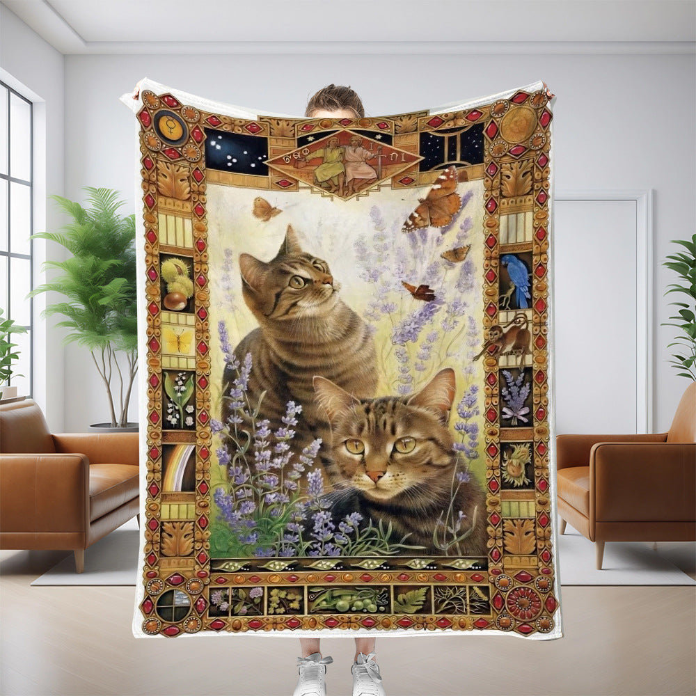 🔥【130*150CM】Preproga/odeja s pisano mačko – zgoščena flanelska blaga za udobje in toploto