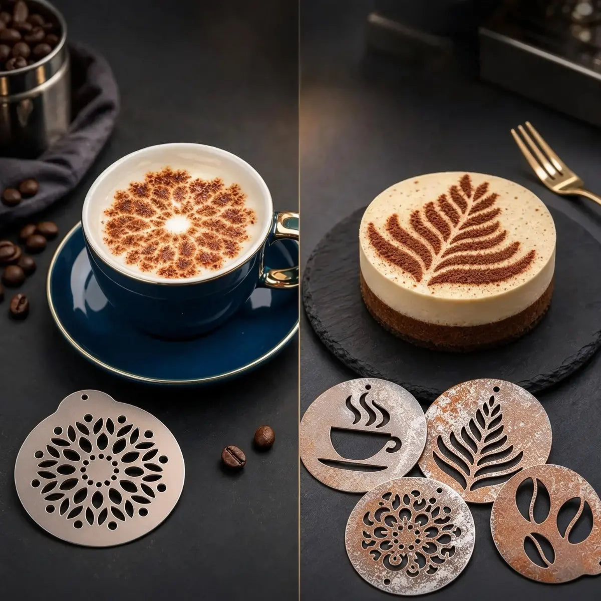 ☕ Szablon do latte art ze stali nierdzewnej 304 – do dekorowania kawy