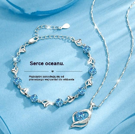 💎💖【Akcja 1+1】✨ Luksusowy zestaw ze srebra 925 – bransoletka i naszyjnik