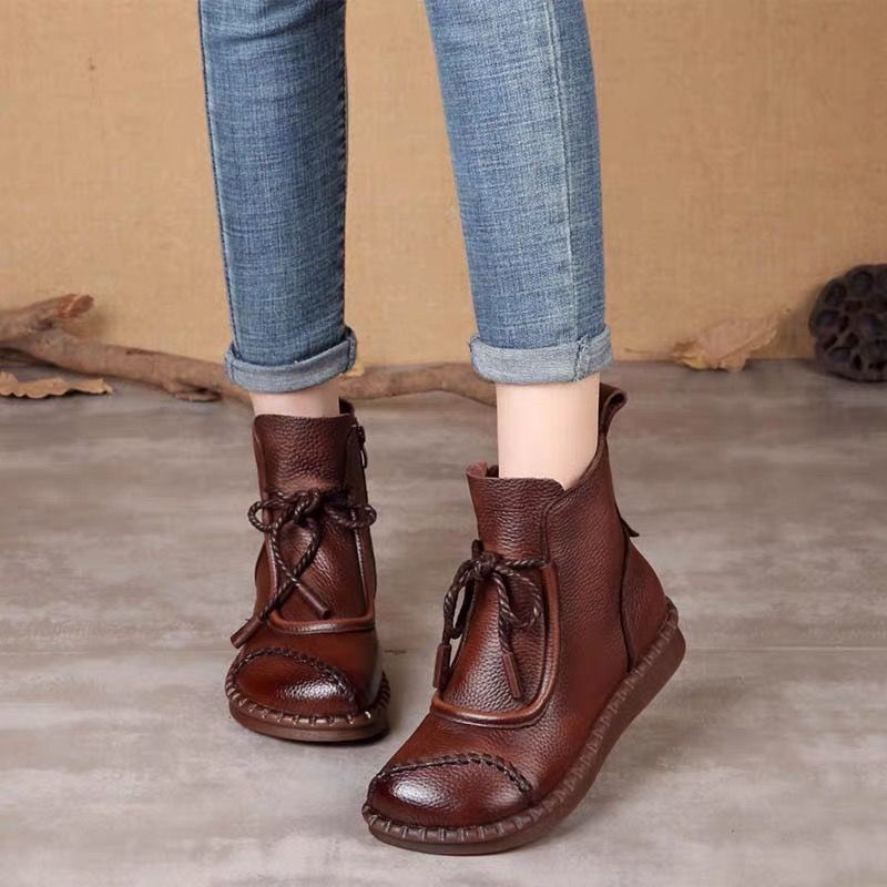 🔥 Jesenska kolekcija【35–40】✨Elegantni ženski gležnjarji iz pravega usnja · Udobni, topli in modni retro slog · 50% popusta + brezplačna dostava