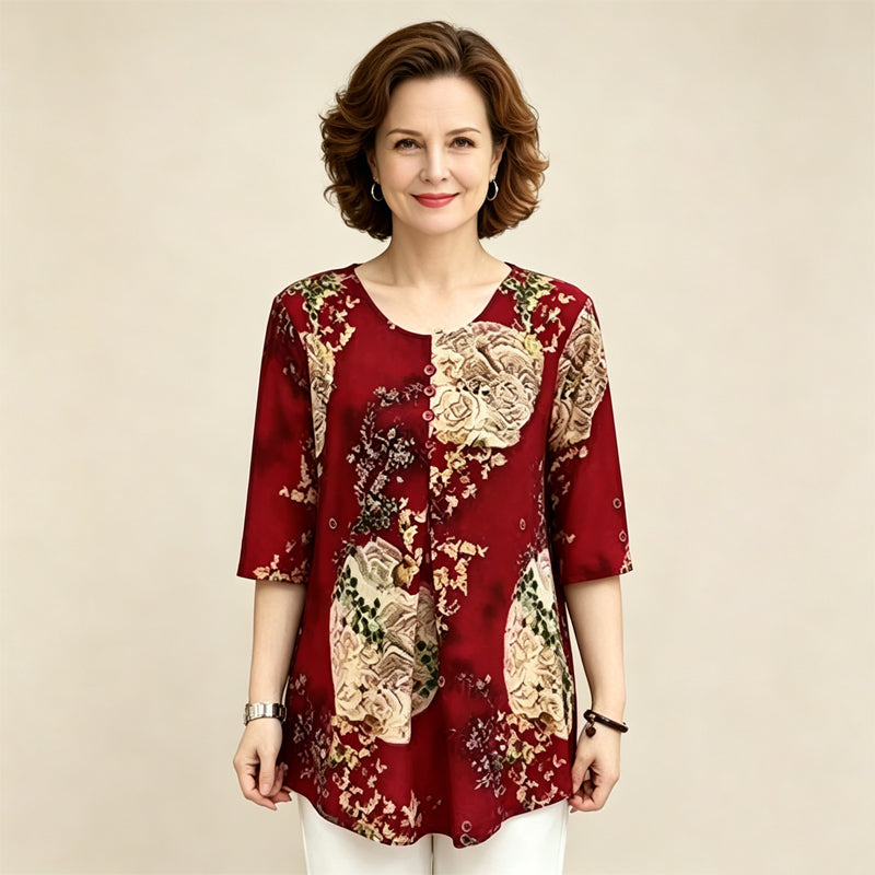🌸【XL-5XL】Elegancka bluzka z nadrukiem w kwiaty premium✅️Płatność gotówką przy odbiorze
