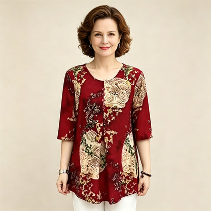 🌸【XL-5XL】Elegancka bluzka z nadrukiem w kwiaty premium✅️Płatność gotówką przy odbiorze
