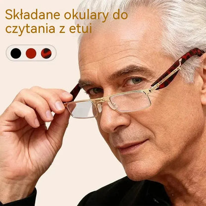🔥 Składane okulary do czytania z filtrem niebieskiego światła i etui
