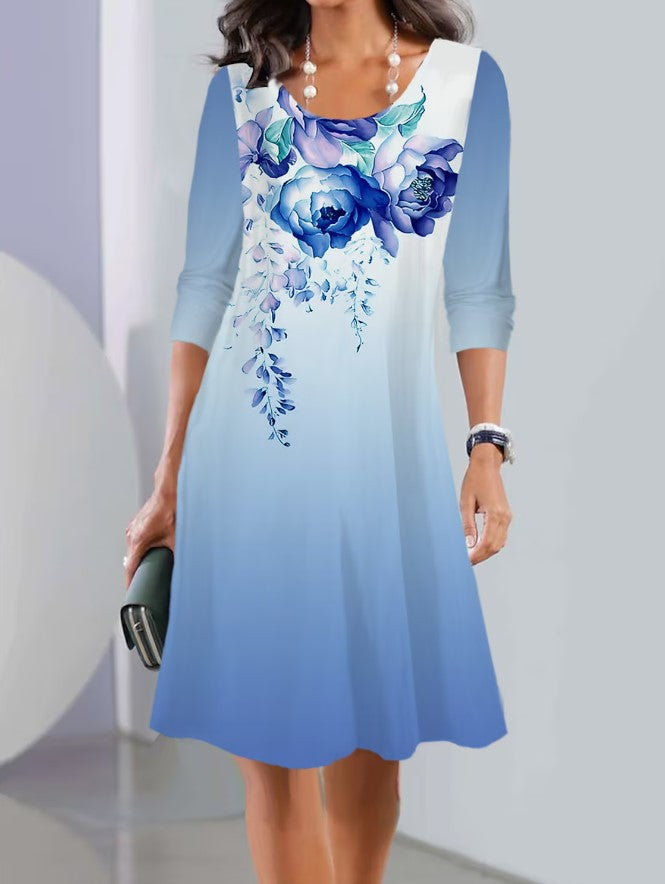 💐👗【Časovo obmedzená ponuka】【S-3XL】2025 Jarné midi šaty s okrúhlym výstrihom a dlhým rukávom, módne a neformálne