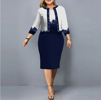 👗【S-5XL】Dámsky dvojdielny outfit – Štýlový komplet pre plus veľkosti (top + sukňa)