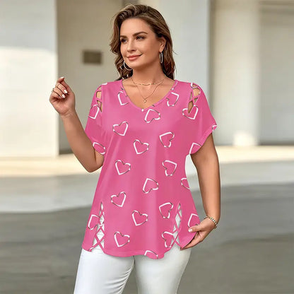 👚【S-5XL】Módne tričko s výstrihom do V a výrezom v tvare srdca