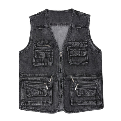 🔥【Nowa kolekcja -50%】Męska dżinsowa kamizelka z wieloma kieszeniami 【XL–7XL】 – Wytrzymała, przewiewna i wygodna