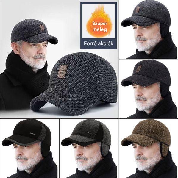 🔥【-30% Akció】【3 szín】Férfi téli gyapjú hatású baseball sapka fülvédővel · Meleg, szélálló kültérre
