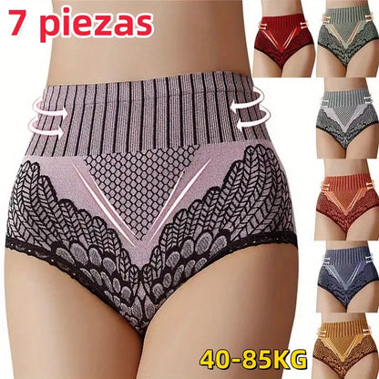 🔥50% zniżki tylko dziś🔥🔥【7 sztuk】【40-85 kg】Damskie majtki modelujące z wysokim stanem, wyszczuplające brzuch