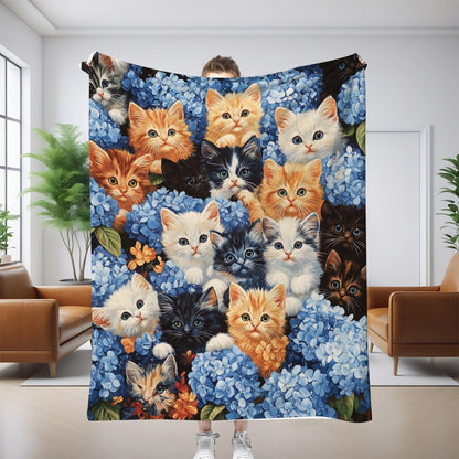 🔥【130*150CM】Preproga/odeja s pisano mačko – zgoščena flanelska blaga za udobje in toploto