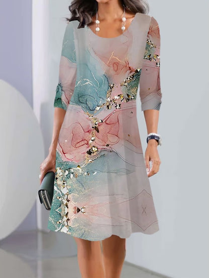 💐👗【Časovo obmedzená ponuka】【S-3XL】2025 Jarné midi šaty s okrúhlym výstrihom a dlhým rukávom, módne a neformálne