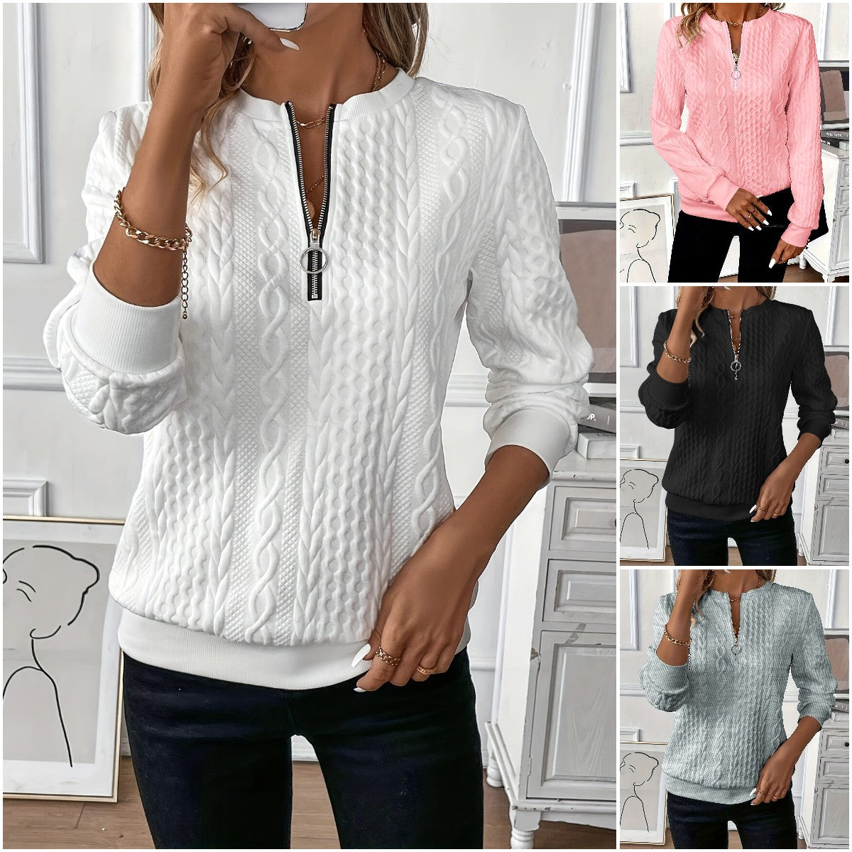 🔥【Sleva 50%】2025 Dámská prošívaná mikina na zip – Stylová a pohodlná