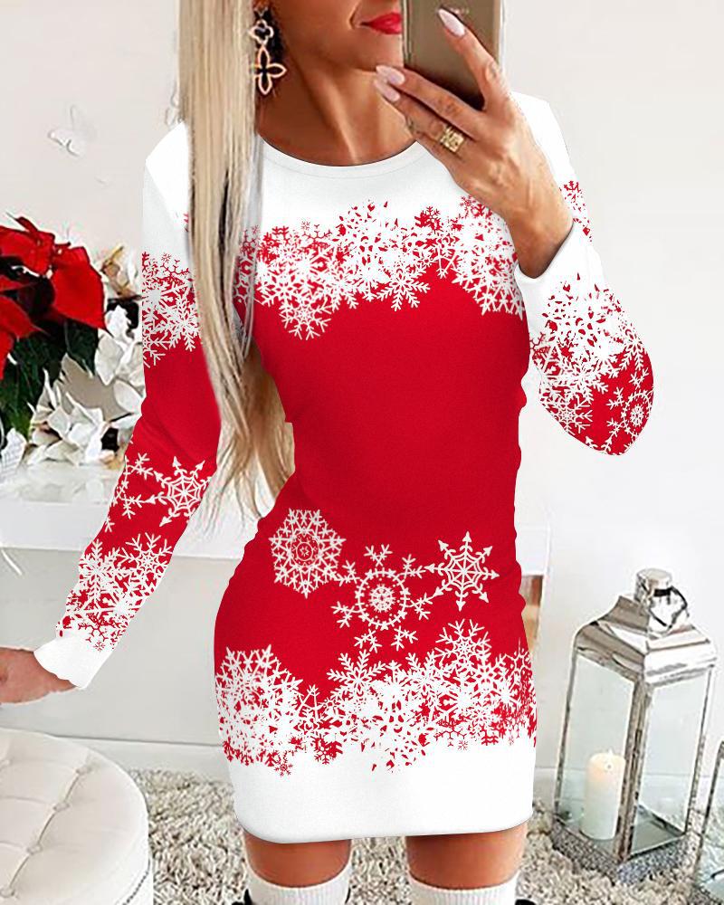 🎅👗【S-5XL】2026 Jesienne i zimowe sukienki świąteczne z długim rękawem z nadrukiem