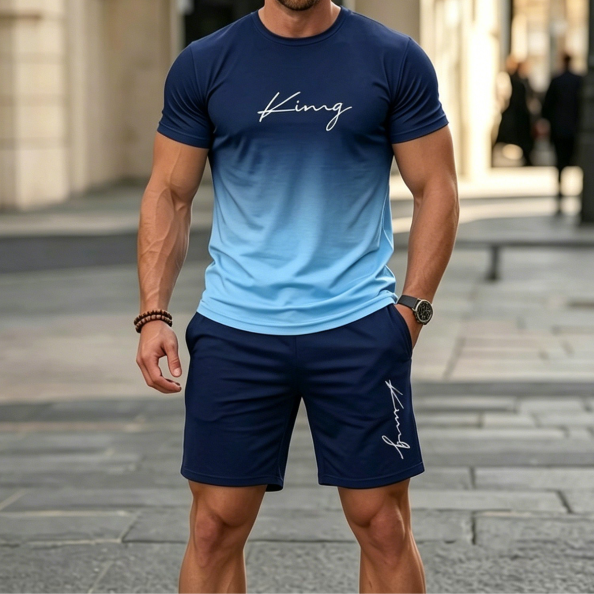✨【Pago contra entrega】Conjunto deportivo de verano de 2 piezas para hombre: cómoda camiseta de manga corta y pantalones cortos para el día a día y para estar en casa.