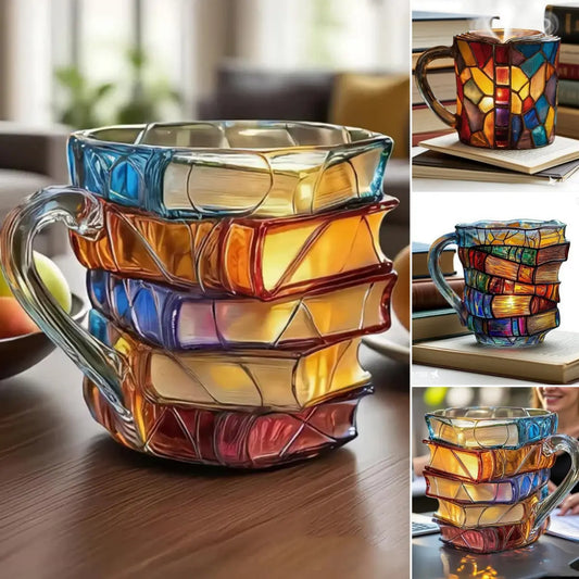 🎁【Nowości】📚3D malowany kubek do kawy w kształcie książki