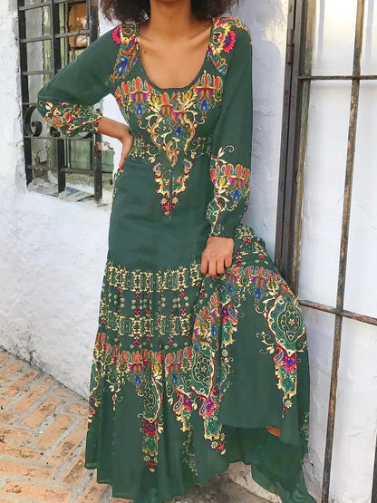 🔥🎉【S-3XL】2026 Zima Nowa Moda Damska Sukienka W Stylu Etnicznym Z Nadrukiem