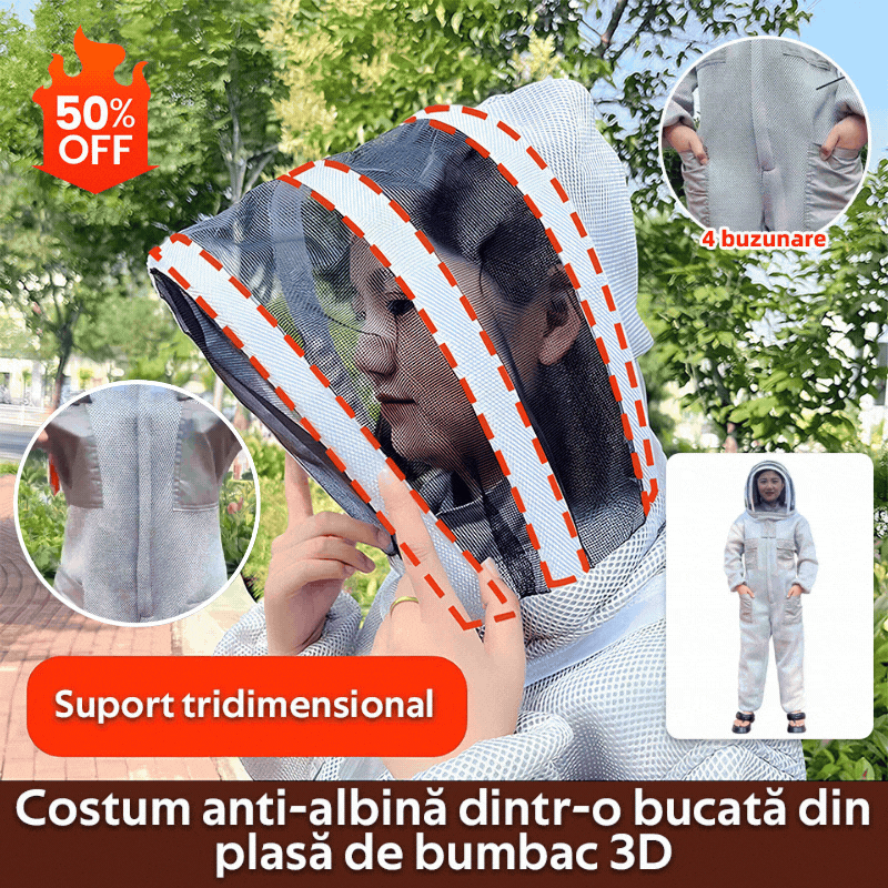 🐝 Mono protector contra abejas de malla de algodón 3D – 🚚 Envío rápido + Garantía de calidad