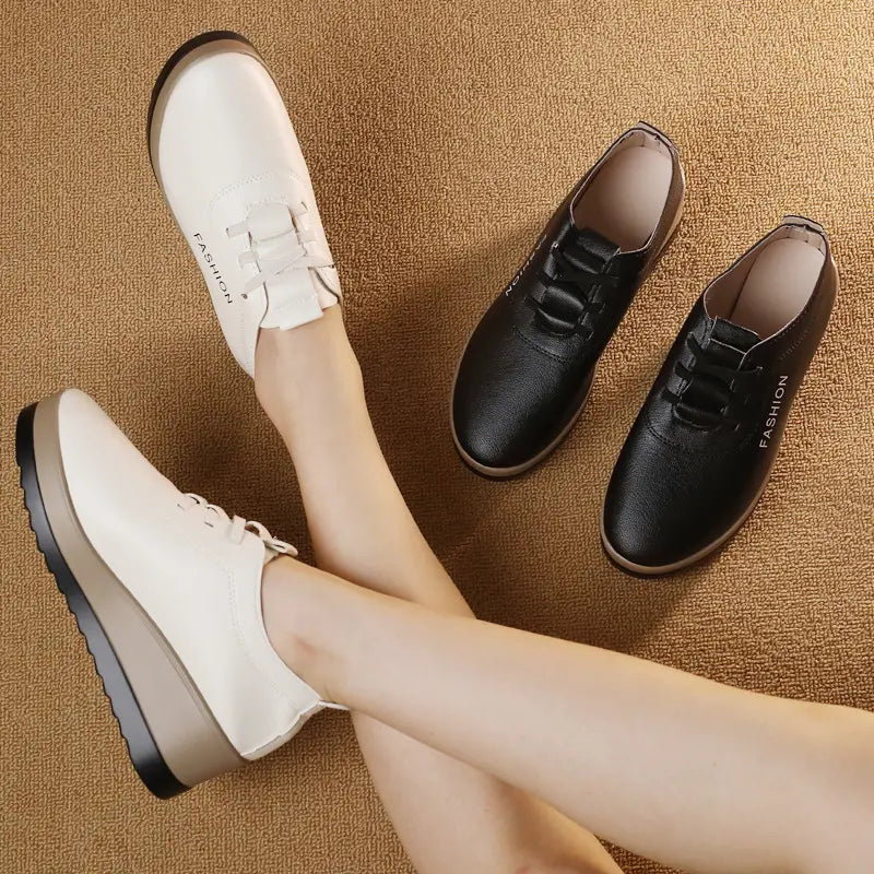 ✨【35-42】Damskie skórzane buty z grubą podeszwą, nowy jesienny trend w modzie