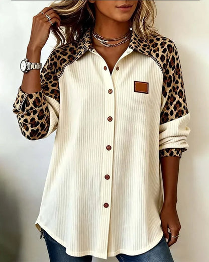 🔥【S-3XL】Nová jarní dámská košile s leopardím vzorem a límečkem