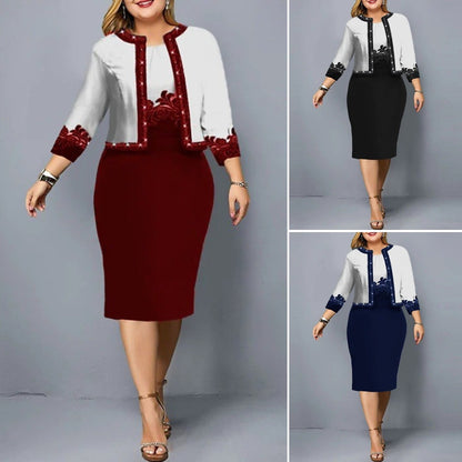 👗【S-5XL】Dámsky dvojdielny outfit – Štýlový komplet pre plus veľkosti (top + sukňa)
