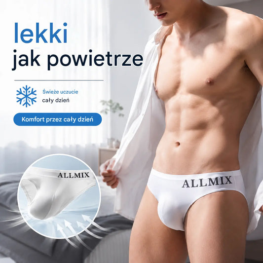 ✨【5 sztuk】 👍【M-2XL】【50-90 kg】Nowe męskie bezszwowe majtki z niskim stanem z jedwabiu lodowego