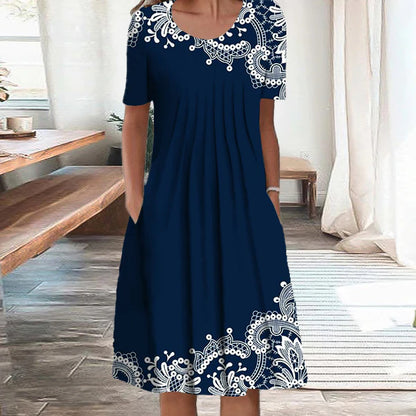 🎀✨【S-5XL】👗Rochie midi Eleganță la șițiri Motive botanice 