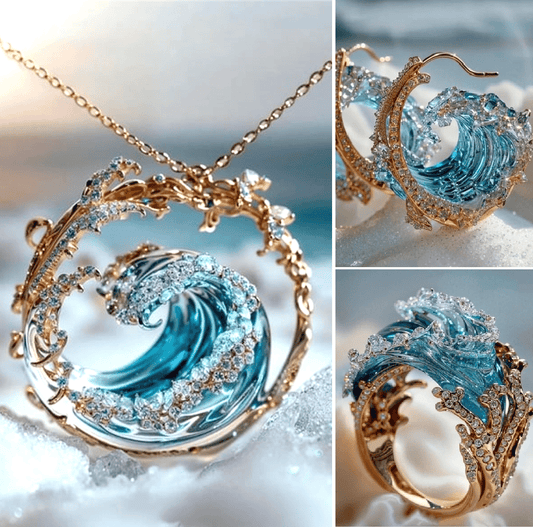 🔥Reducere limitată💎【Set 3 piese】Bijuterii nautice elegante – colier, cercei și inel ✨🎁Livrare gratuită