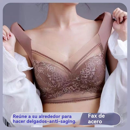 🔥👍【1 lote de 4 piezas】👙🌺【40-110 kg】Sujetador de encaje cómodo sin costuras de talla grande