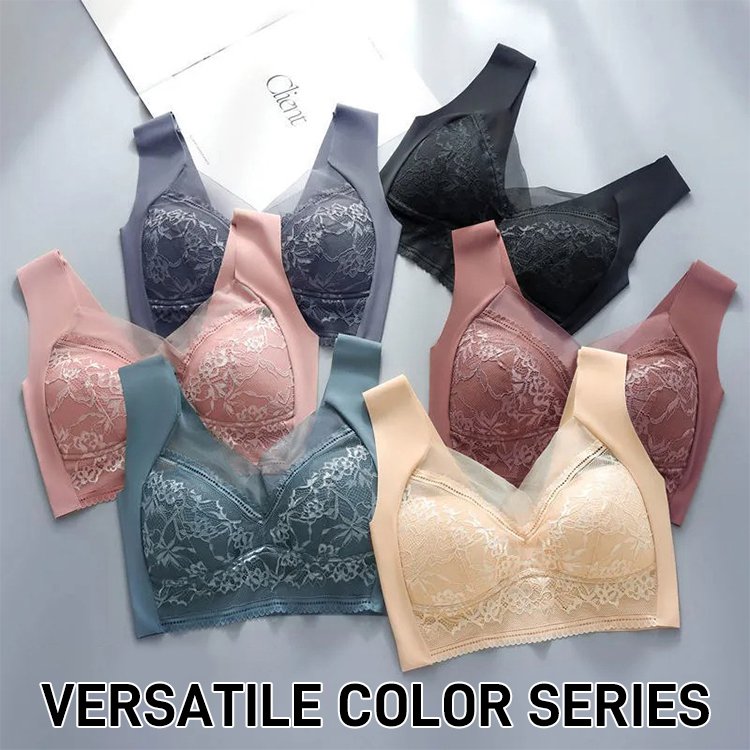 🔥【1 set 4 bucăți】Vânzare fierbinte 👙【40-110 KG】 Sutien confortabil, fără cusături, din dantelă, mărime mare