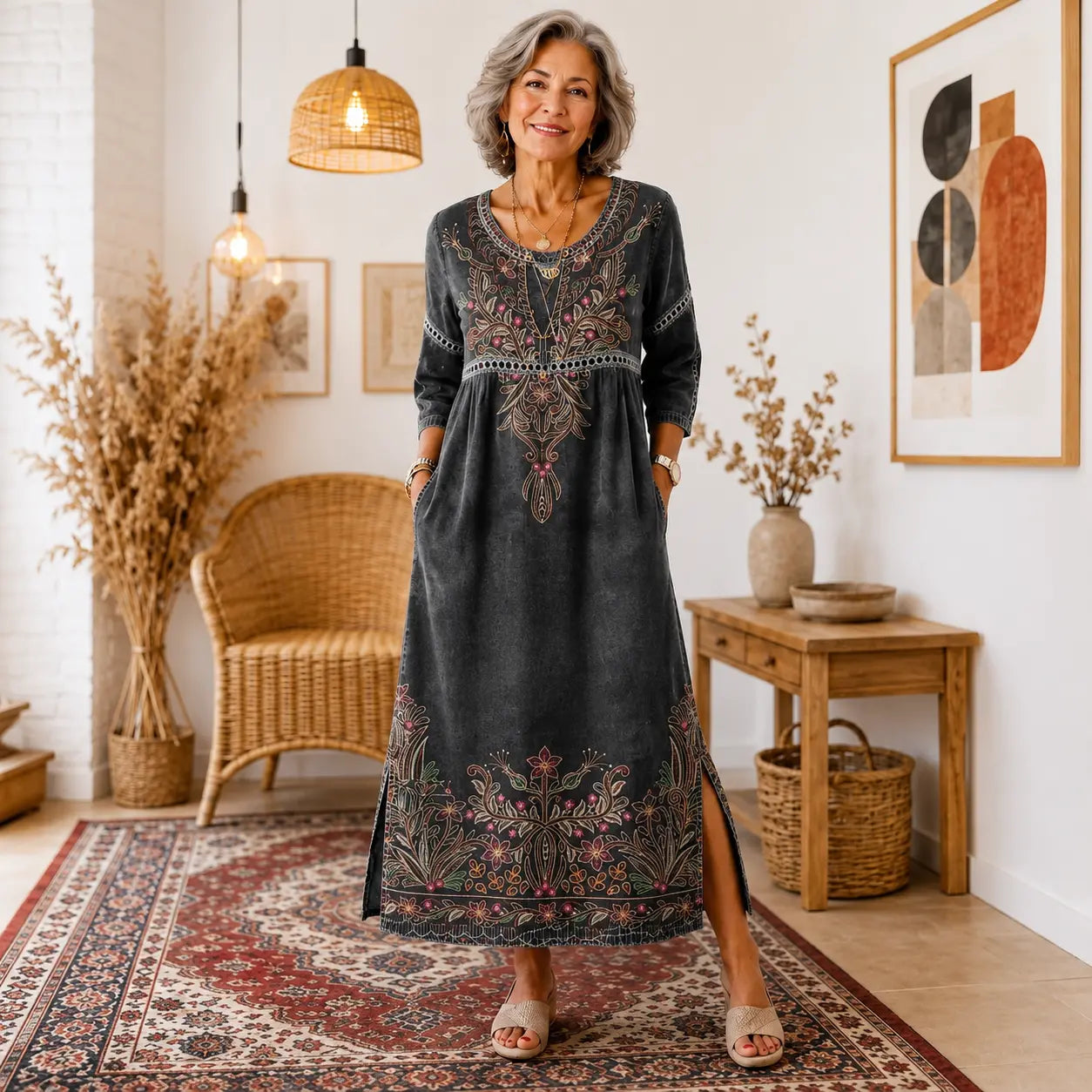 ✨【S-5XL】🌹Elegancka sukienka damska z nadrukiem – lekki model na lato, wygodny fason na co dzień