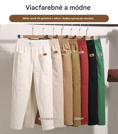 🔥【M-6XL】Dámske bavlnené nohavice s elastickým pásom, veľkosti k dispozícii ✅ Platba na dobierku