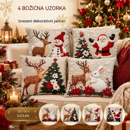 🎄【4 komada】Božićni ukrasni jastuci – stvorite ugodnu blagdansku atmosferu u svom domu