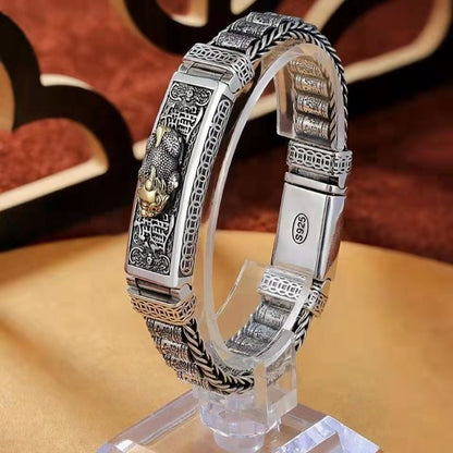 👑 Męska bransoletka Pixiu ze srebra 925 – elegancki amulet szczęścia 💎