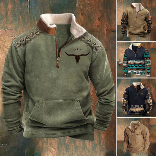👕🔥【35% ОТСТЪПКА】【S-4XL】2025 Модерен есенно-зимен мъжки пуловер с 3D щампа и топла материя