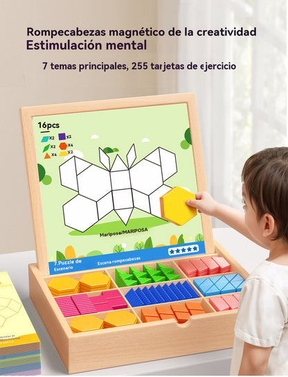 🧩 Juego educativo Tangram de madera con tablero doble cara – 🎁 Super oferta · Solo por tiempo limitado