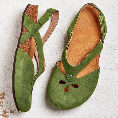 ✨✨【Ofertă Limitată】【35-44】Sandale Casual din Piele Naturală 2025 ✅ Vârf Rotund ✅ Talpă Plată 👣