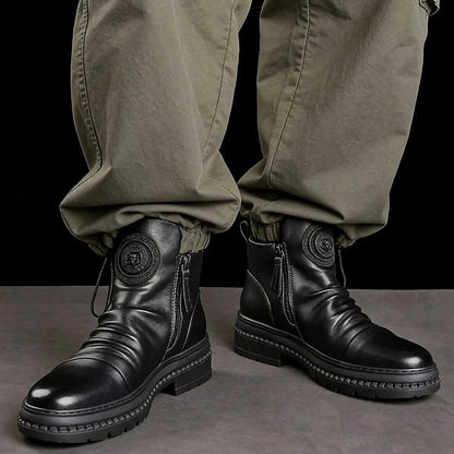 🔥[39-44] Nowe brytyjskie skórzane wysokie buty męskie z grubą podeszwą